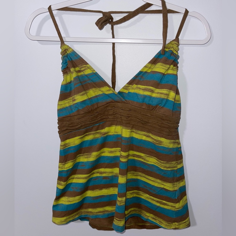 So Wear it Declare It Y2K Multi Color Striped Halter Top